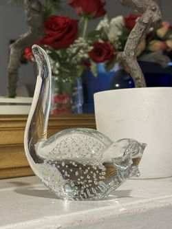 VINTAGE F.M. CAT ART GLASS 