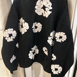 Black On White Denim Tears Hoodie Size L