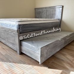 New Full Bed With Trundle And Mattresses 