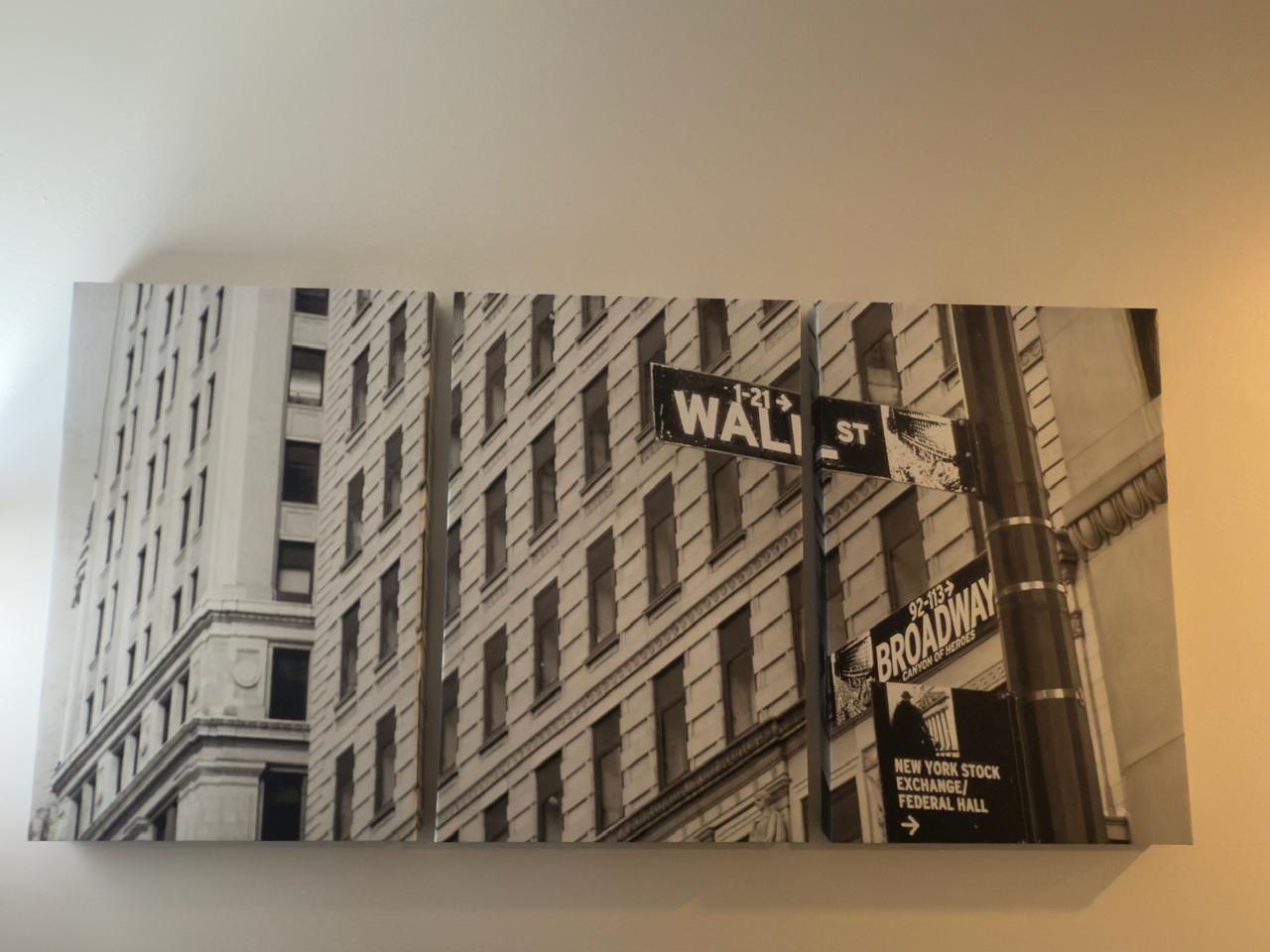 wall26 - 3 Piece Canvas Wall Art - Sign on Wall Street in New York City