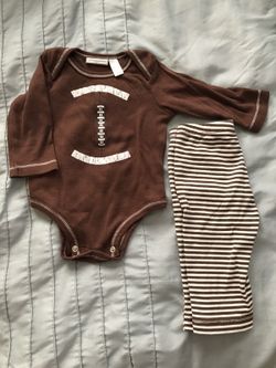 3-6 month football onesie and pant
