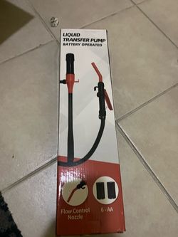 Electric Fuel Transfer Pump, 2.8 GPM Battery Powered Siphon Pump Portable 47-inch hose pump with adjustable-flow nozzle for gasoline, diesel, vehicles