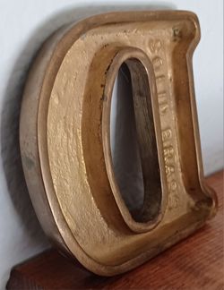 #1576, Solid Brass D display plaque