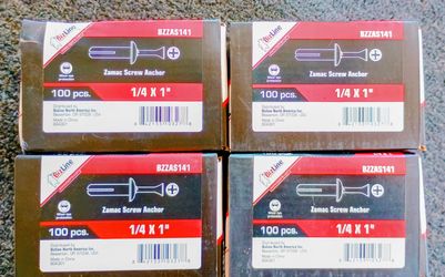 Bizline Zamac Screw Anchors – 100 Pack – Part #BZZAS141