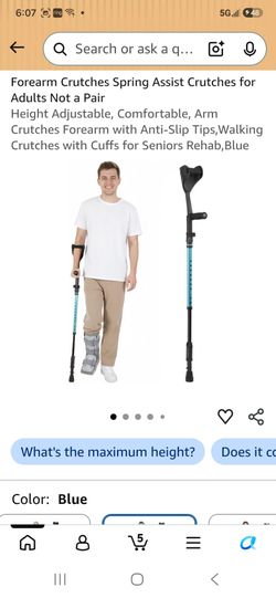 Forearm Crutch Spring Assist Blue Single
