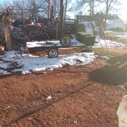 Flatbed Lawn Mower Trailer With A Toolbox On The Front And A Winch A Hand Winch