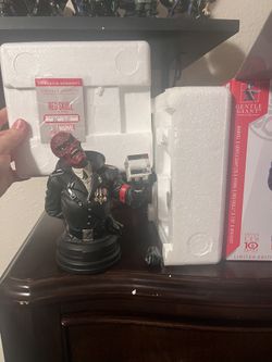 Red Skull Bust Statue