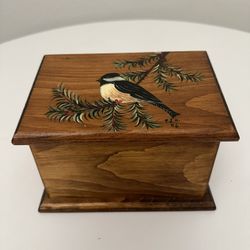 Vintage Boho Farmhouse Cottage Hand Painted Wood Box Storage