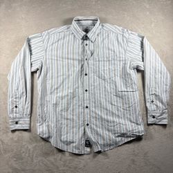 Kuhl Button Up Shirt Men’s L Blue Striped Long Sleeve Nylon Outdoor Hiking #6A