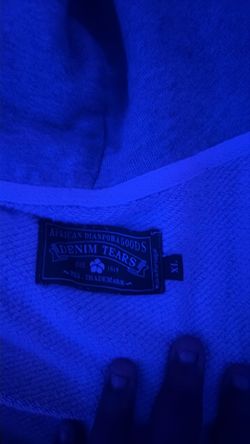 Grey denim tear hoodie cheap