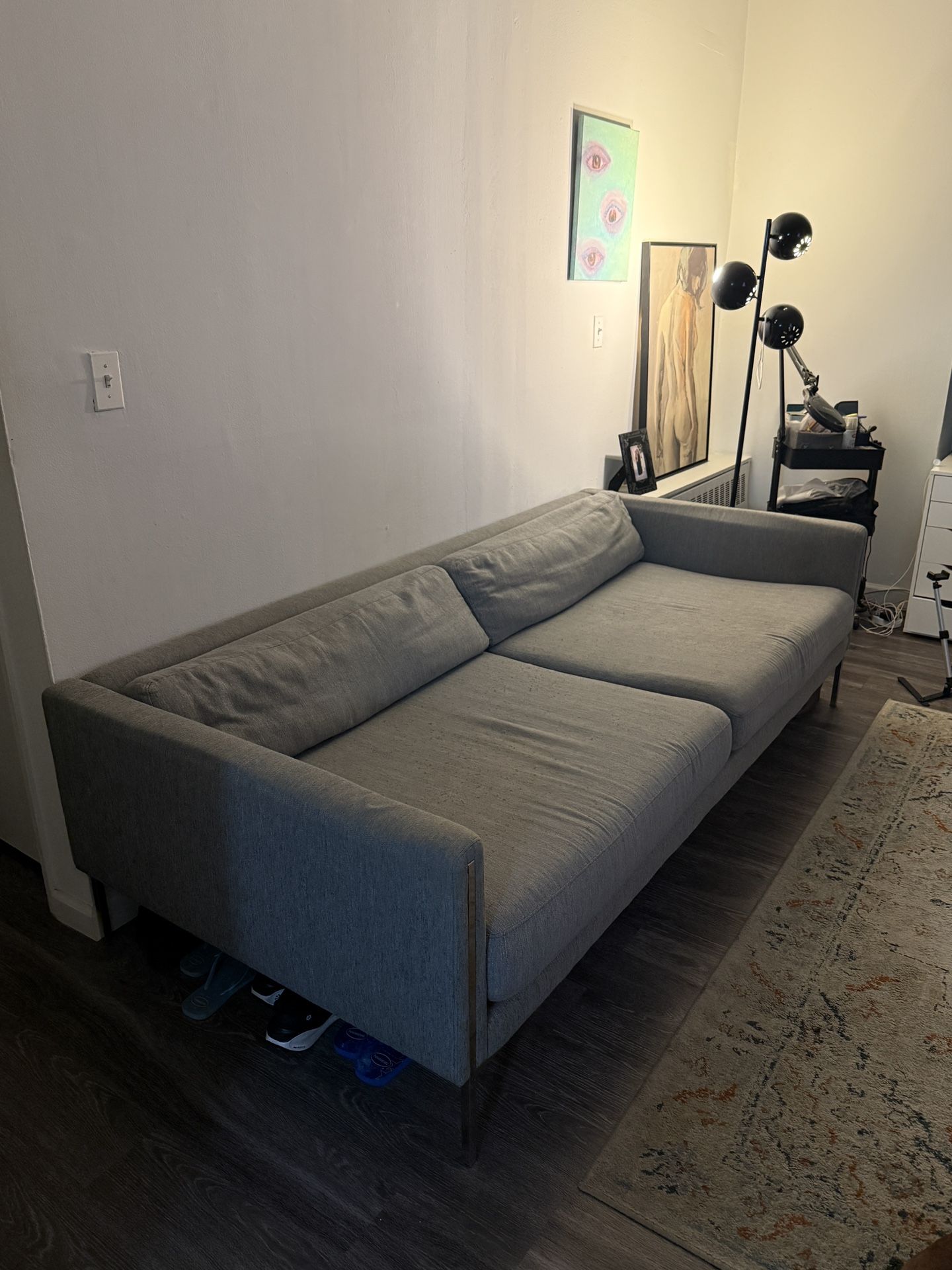 CB2 Ryker Grey Sofa, 91” wide