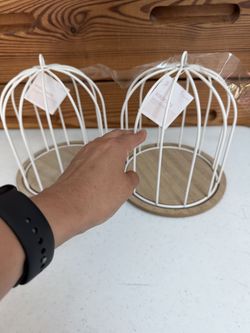 Two birdcages ready to be decorated for table decor etc party wedding baby shower sweet sixteen quinceanera table arrangements