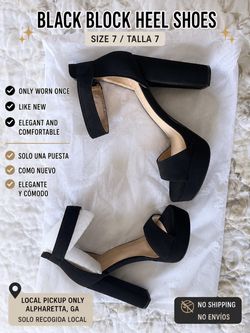 Black block heel shoes