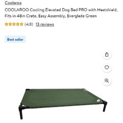 Coolaroo Everglade Green 💚 Elevated Pet Bed Pro With Heat Shield, Fits In 48in Crate