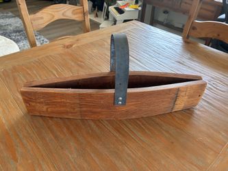 Handmade Oak Rustic Farmhouse, Tool, Caddy with Metal Handle