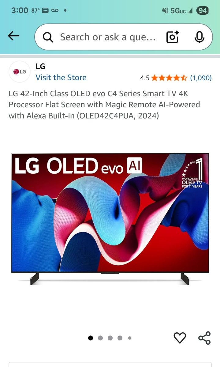 LG C4 Oled 144hrz TV 42in