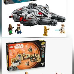 LEGO Star Wars: Mos Eisley Cantina and Millennium Falcon Two Set Lot - NO BOX!!!
