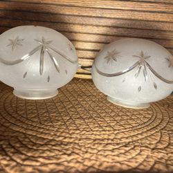 Two Vintage 6” Glass Globes, Similar Frosted Glass & Design. Selling Together.