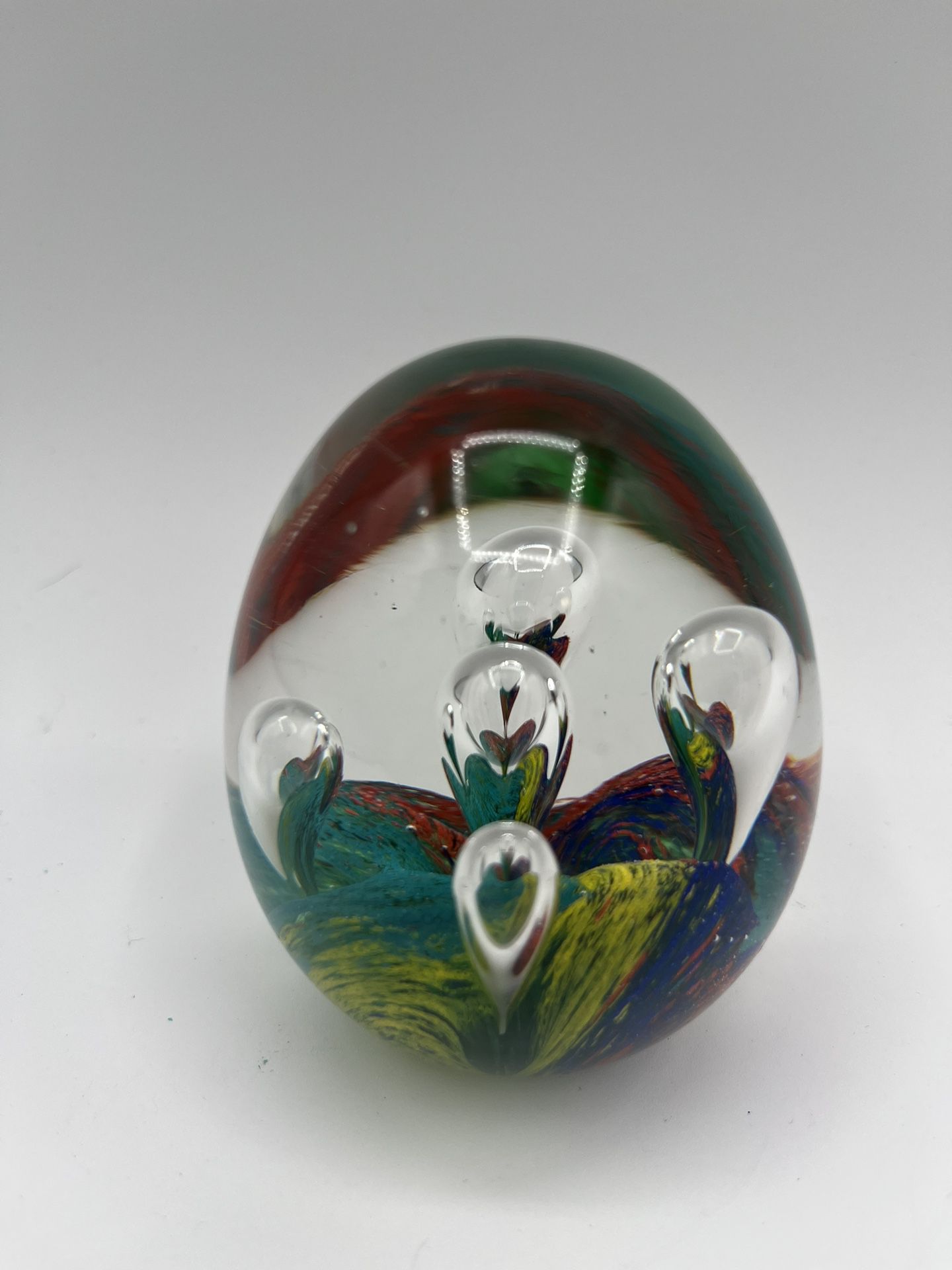 Clear Glass Multicolor Paperweight 