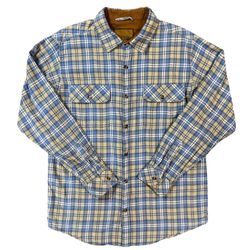 Venado Men’s Flannel Blue Plaid Button Down Shirt Long Sleeve 100% Cotton Large