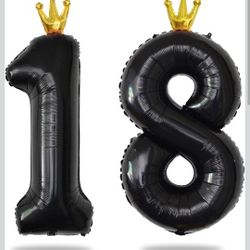 Hongplus 40 Inch Black Foil Ballon Number 18