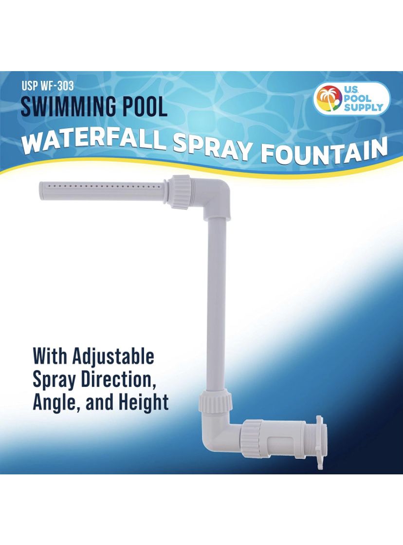 U.S. Pool Supply Swimming Pool Waterfall Spray Fountain - Adjustable Sprinkle Distance, Pool Spray Aerator Cools Water Temperature - In-Ground & Above