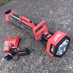 Milwaukee M18 LED Stand Rocket Light  with 2amph Battery & Charger Fair Condition. Works Good. 2131 For Pick Up Fremont Seattle. No Low Ball. No Trade