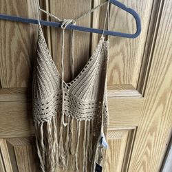 VAMOS A LA PLAYA CROCHET HALTER TOP-Fashion Nova Never Worn
