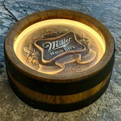 Vintage 1985 Miller High Life Barrel Bar Sign With Light