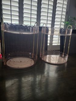 Set Of 2 Rosegold Acrylic Two-Tiered Organizers 