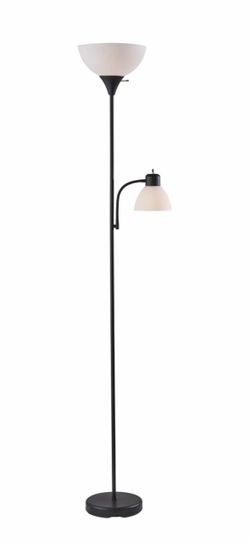 Black Torchiere Floor Lamp with Reading Light