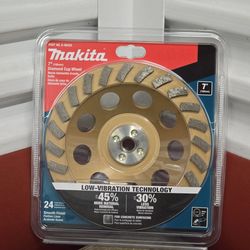 Makita 7 in. Turbo 24 Segment Diamond Cup Wheel, Low-Vibration, Compatible with Angle Grinders