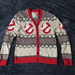 We Love Fine Ghostbusters Mens S Cardigan Christmas Sweater 100% Cotton