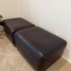 Brown Leather Ottoman X 2