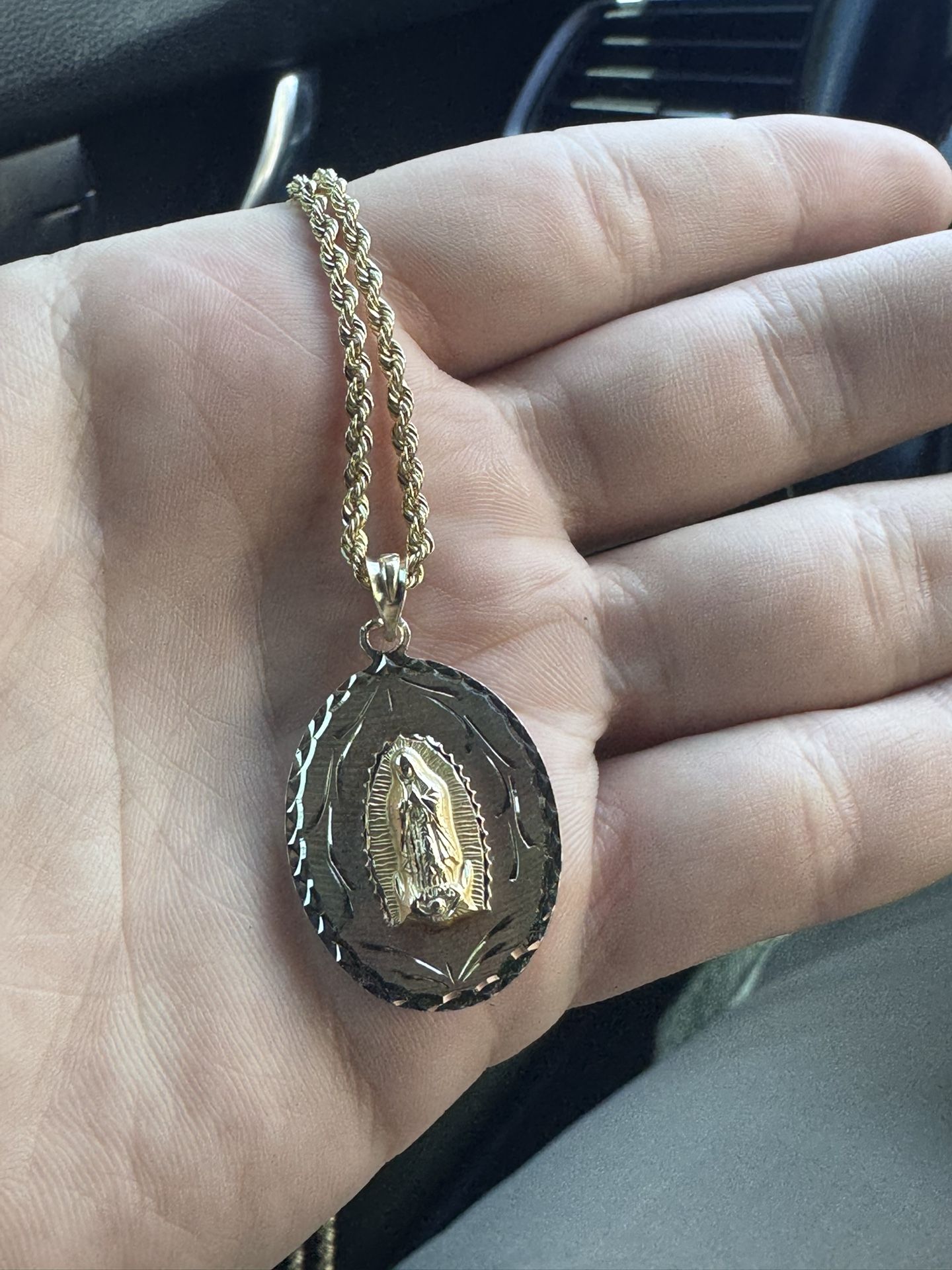 Virgen Mary 10k Gold Pendant