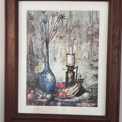 Blue Still Life Classic 1960s MCM Framed Print Korber