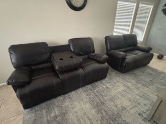 Black Faux leather couches /recliner