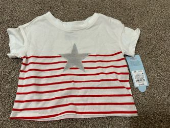 NEW Cat & Jack Toddler Girls' 2T Striped T-Shirt with Glitter Star