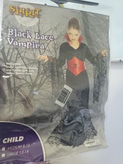 Girls Black Lace Vampira Costume