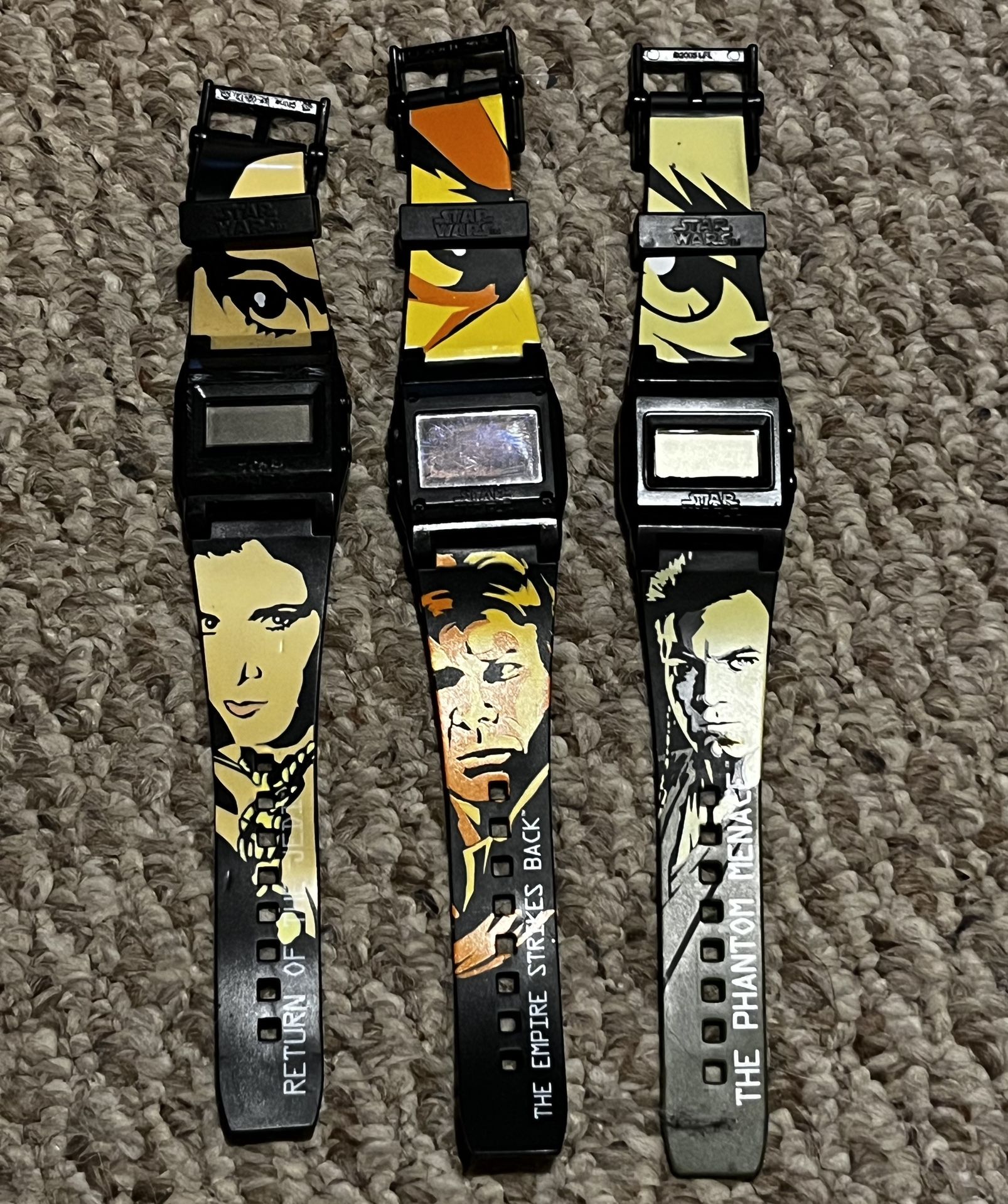 Set Of 3 Star Wars Movies Holographic Watches - Burger King Meal Collectables