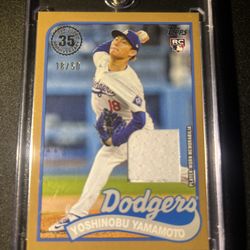 Dodgers Yoshinobu Yamamoto ROOKIE Patch Gold Relic 18/50 Jersey #d Match 1/1 Rare