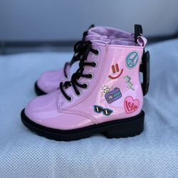 Girls Pink Combat Boots Size 8C 