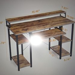 Personal Computer Desk with Storage Shelves for Home Office Rustic Brown
