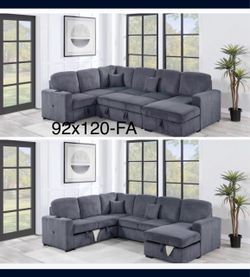 $650 sectional pull out bed with storage plus usb Chase storage