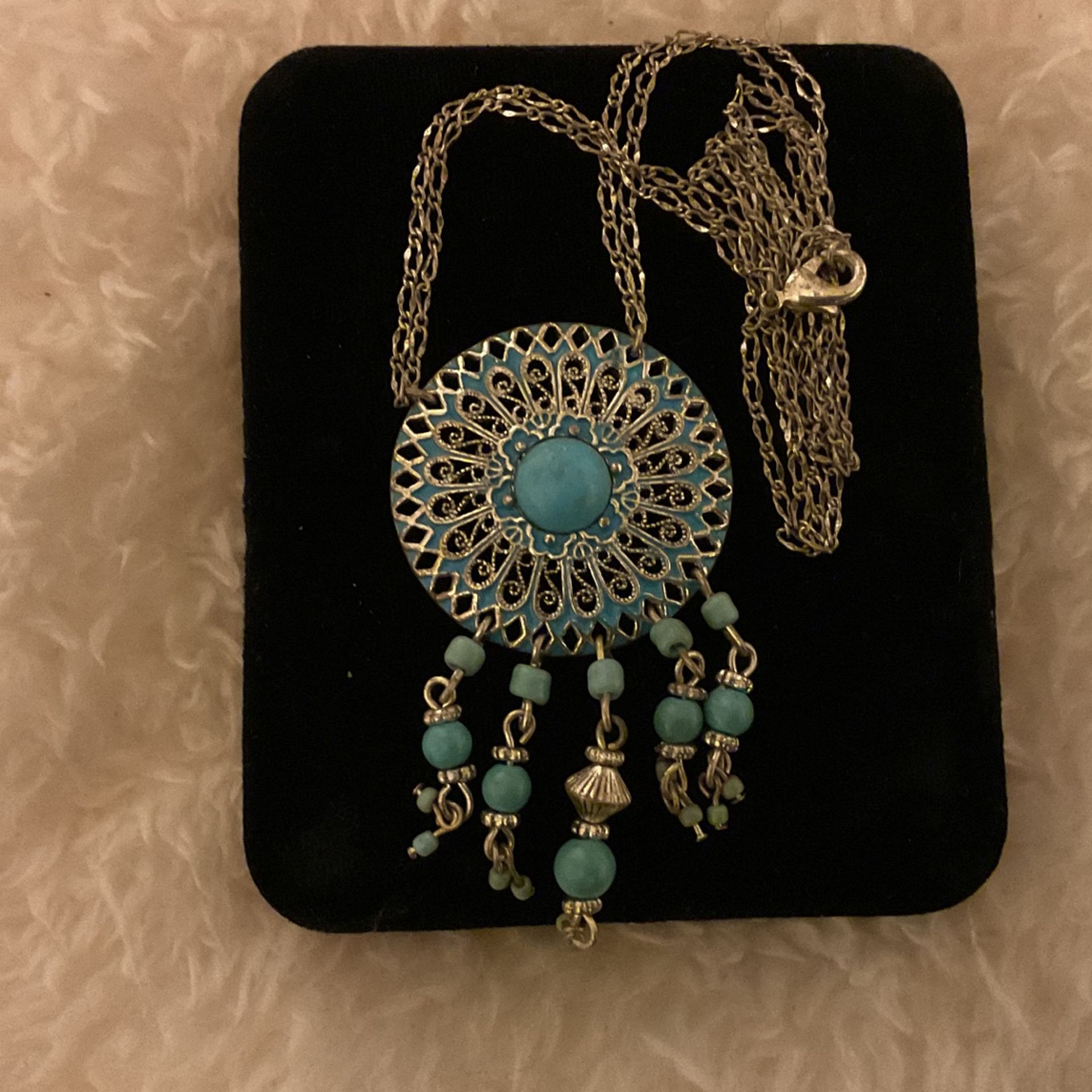 Vintage Silver Tribal Necklace With Pendant (Avon)…18”