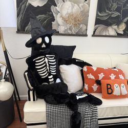 Isaac Mizrahi Halloween Skeleton Pillow Decor 