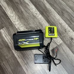 RYOBI 40V HP 6AH BATTERY WITH CHARGER