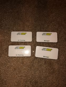 Subway Name Tags (2 Manager and 2 In Training)