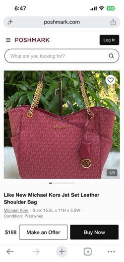 Michael Kors Jet Set Travel Large Chain Shoulder Tote Bag  Berry Color