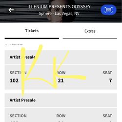 Selling 2 Tickets for Illenium Sphere With Ray Volpe 3/14